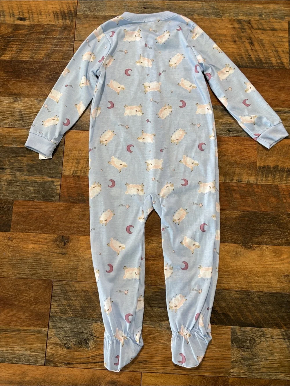 Carter's Pale Blue Footed One-Piece Pajama with Sheep and Moon Print